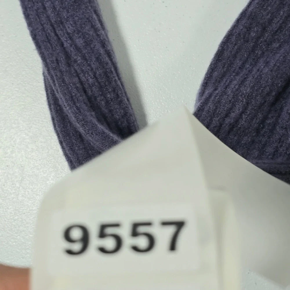 Athleta Purple Ribbed V-Neck Cardigan‎ Button Front Knit Women Small Merino Wool
